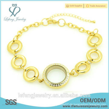 Neue Design Schmuck schöne 316L Edelstahl 24k vergoldeten Locket Armband